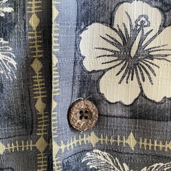 Tommy Bahama Shirt Mens Large Gray  Floral Hawaiian Silk Button Up Short Sleeve - Picture 3 of 9